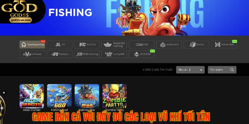 Bắn cá với đầy đủ các loại vũ khi